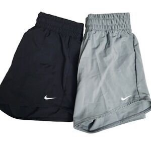 Nike Dri-FIT Kids Training Shorts Loose Fit Black & Gray‎ Set of 2 NWT Gym